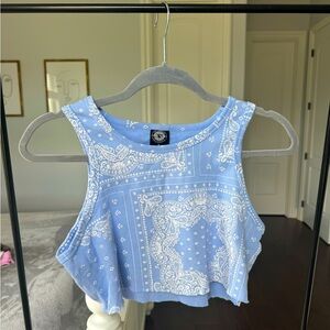 Pacsun Blue Paisley Crop-Top